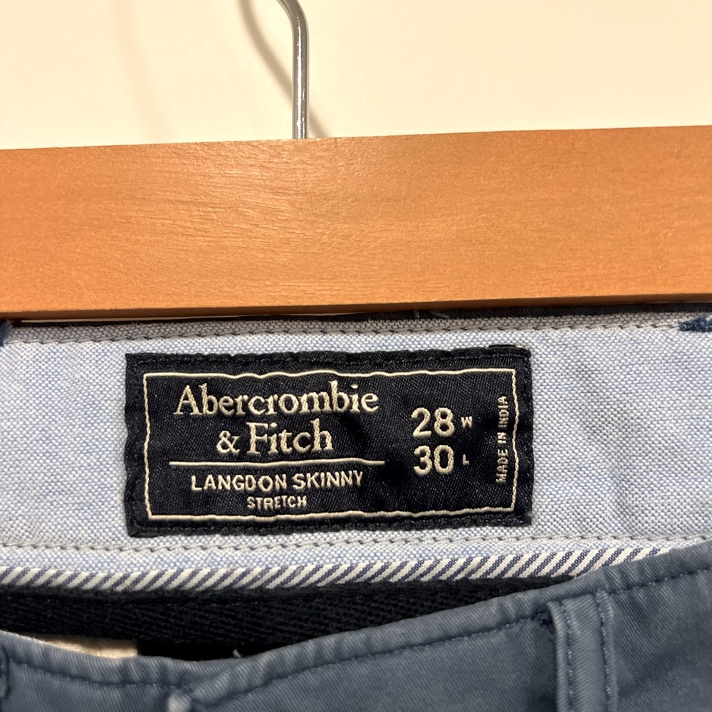 Abercrombie & Fitch Blue Chinos, Langdon Skinny Stretch Fit - Picture 4 of 15